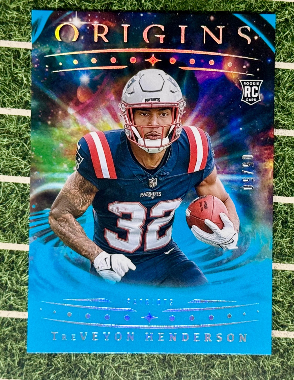 2025 Panini Origins - Rookies TreVeyon Henderson Turquoise 5/50 #105  (RC)