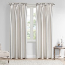 Rod Pocket light Filtering Faux Silk Sheer Curtains, 2 Panels Beige, 52x72inch