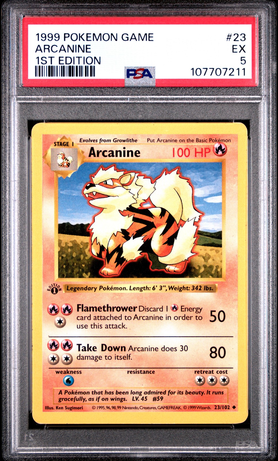Arcanine 1999 Pokemon Game #23 1st Edition PSA 5 NEW SLAB