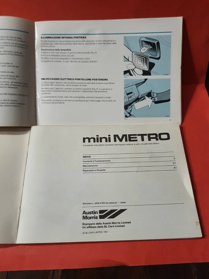 mini METRO Austin 1000-1300 Libretto Uso e Manutenzione Originale + supplemento - Immagine 3 di 4