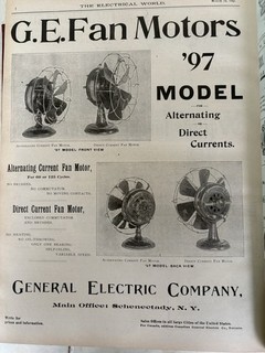 1897 old ELECTRICAL WORLD BOOK Edison Tesla bipolar motor/fan SCIENCE APPARATUS