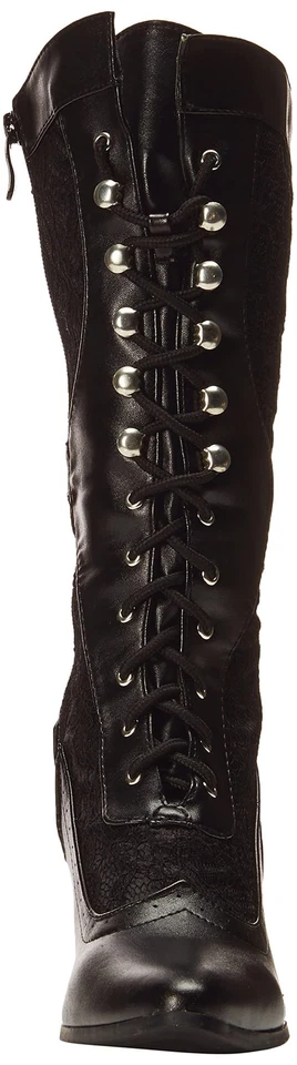 Zapatos Ellie para mujer 253-Rebecca bota de tacón de encaje 10 negros Foto 2 de 4