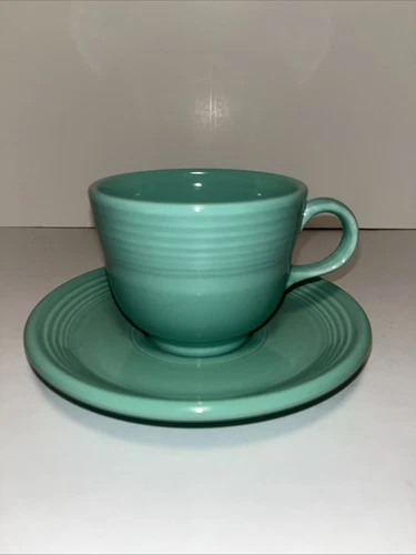 Fiestaware Turquoise Teacup and Saucer Fiesta Retired Green Tea Cup Set