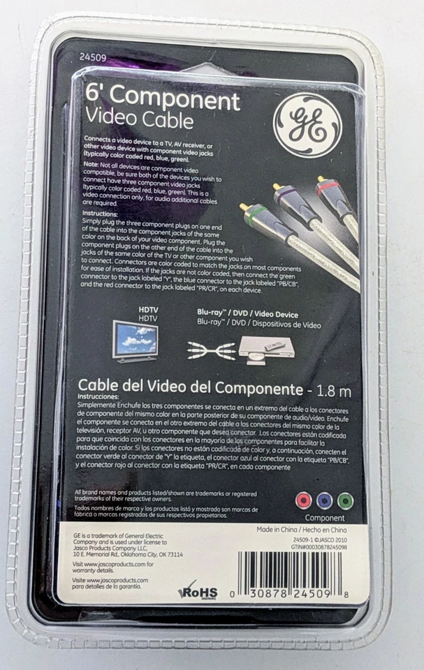 GE Ultra Pro Series Component Video Cable 6ft model # 24509 NEW SEALED - Image 2 of 3