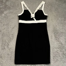 G by Guess Eila Cut Out Sheath Dress Women's XL Black White NWT