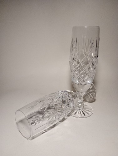 Thomas Webb Warwick Crystal Cut Short Stem Champagne Flutes x 2 - Picture 2 of 13
