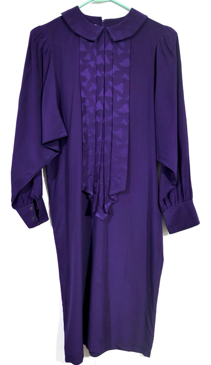 Vintage 80s Joanie Char Silk Peter Pan Poet Shift Dress Vintage 80s Joanie Char Silk Peter Pan Poet Shift Dress