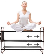 Expandable Shoe Rack Wide Shoe Organizer Closet,Metal Sturdy Shoe Holder 3-Tier