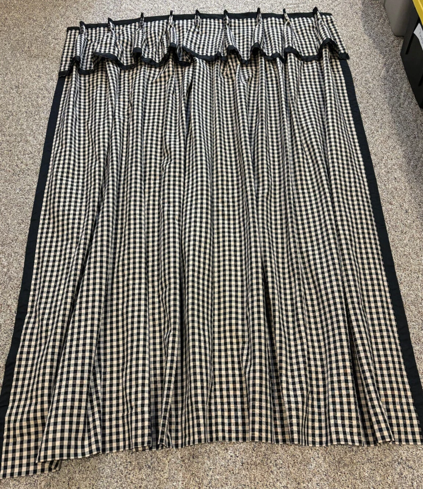 Ballard Designs Fully Lined Pinch Pleat Drape w/Valance 54X84 Black/Tan - Image 2 of 4