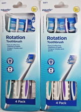 Equate Rotation Manual Soft Toothbrush with Tongue  Cheek Cleaner 2PKx4Ct.