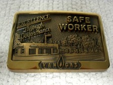 1985 Jostens Final Edition VAN GAS Safe Worker Belt Brass Buckle-FAST SHIPPING 