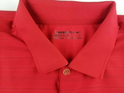 Nikegolf  Fit-Dry Men's Golf Shirt Shorts Sleeve Size XL Red/Striped      #2971