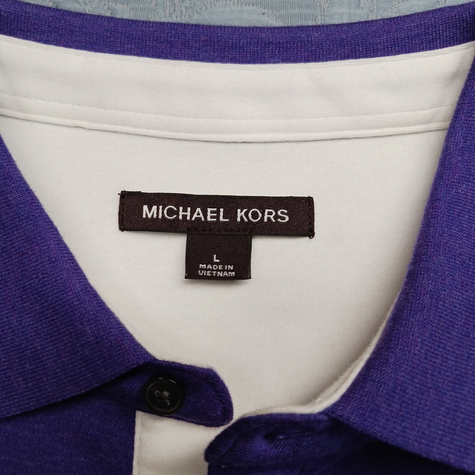 Michael Kors MK Shirt Greenwich Liquid Cotton Purple Polo Mens Size Large thumbnail 5