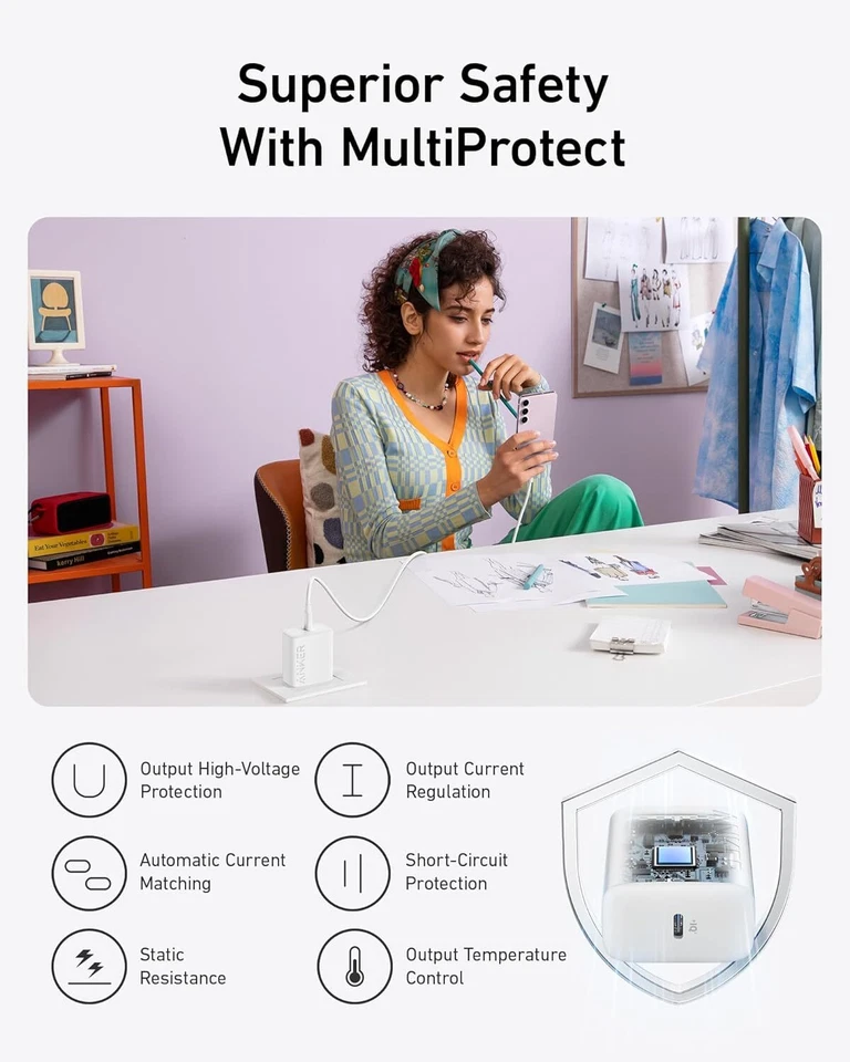 Anker 25W USB-C Fast Charger+USB-C Cable PPS Charging for Samsung/iPhone(2 Pack) - image 3 of 4