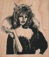 Pretty Witch 2 1/4 x 2 1/2" Rubber Stamp, Halloween Stamp, Halloween Crafts
