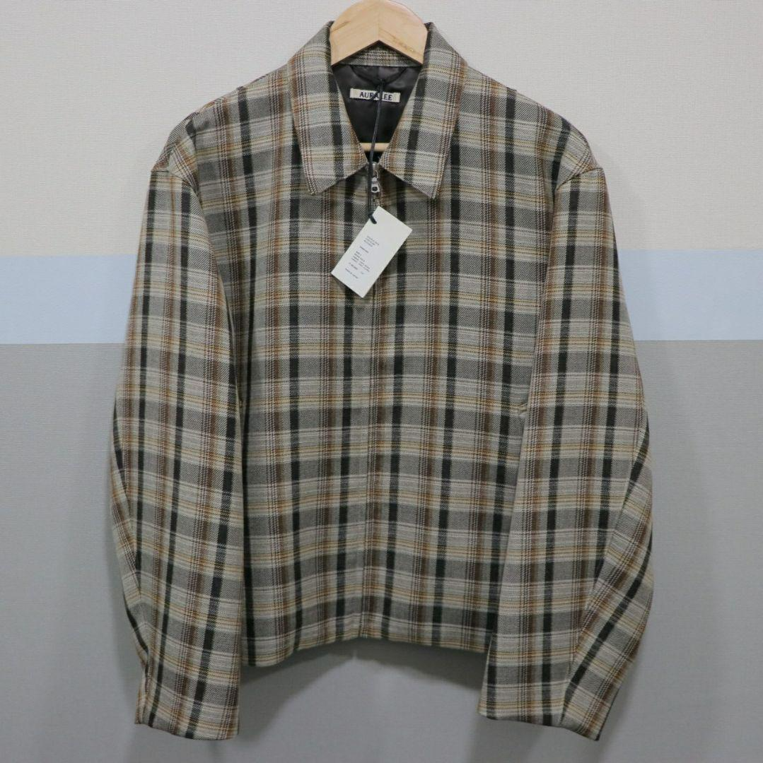 AURALEE DOUBLE FACE CHECK ZIP UP BLOUSON Men