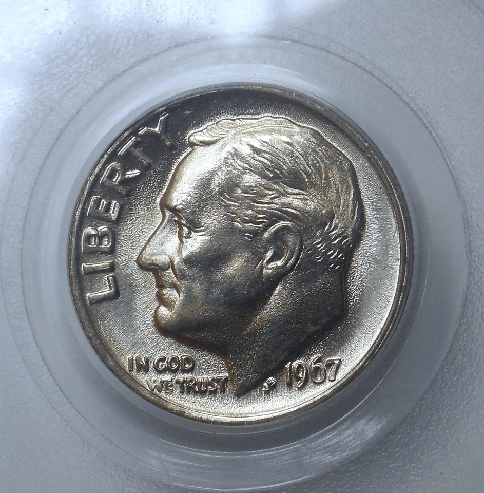 1967 . Roosevelt Dime. PCGS MS66FB . Gem+/Superb BU. Full Bands. Business Strike - Image 2 of 4