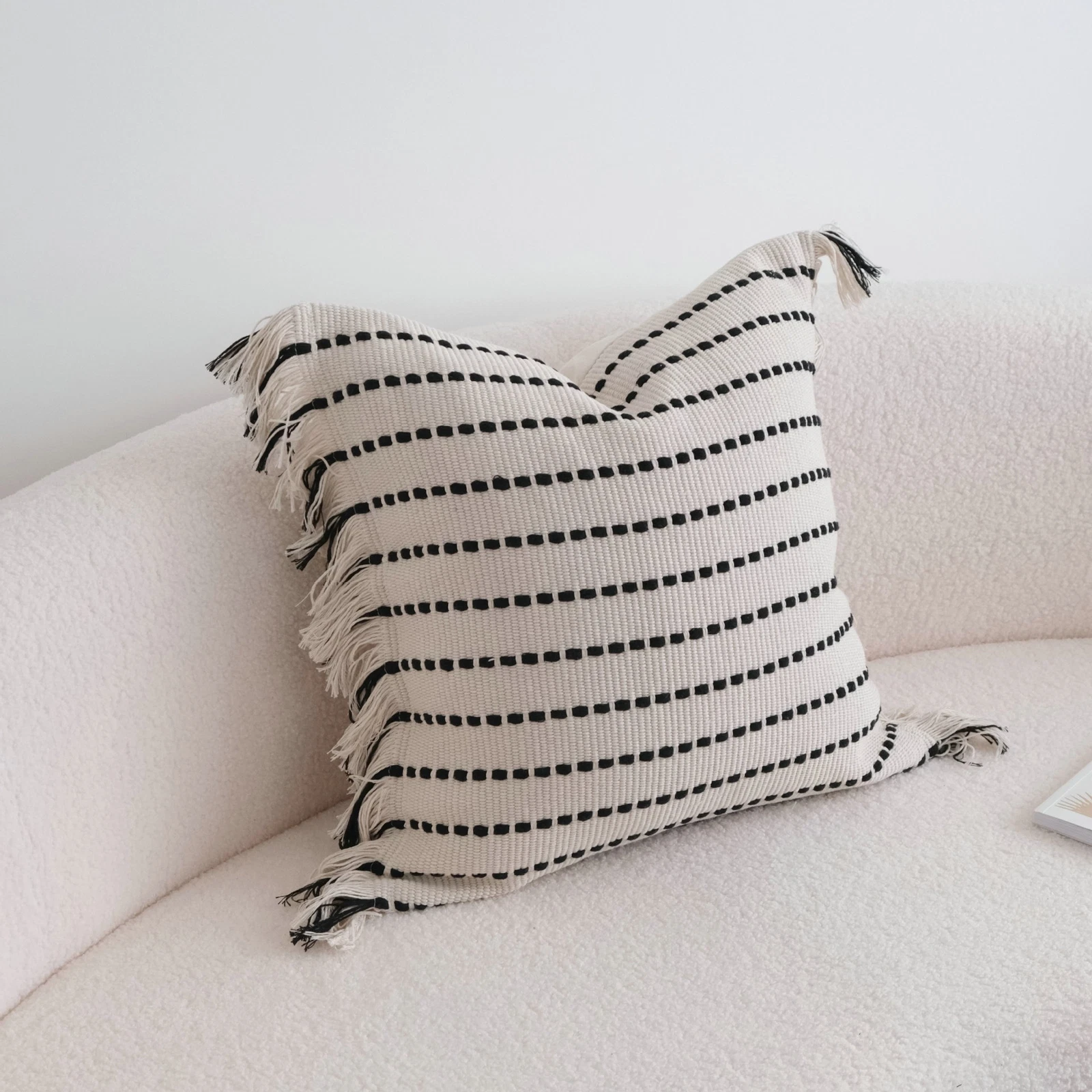 Boho Tassels Soft Accent Neutral Themed Lumbar Decorative Throw Pillow Covers
