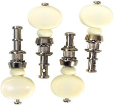 UKULELE PEG, Non-slip, SET OF 4. Nickel plated with white button. From Hobgoblin