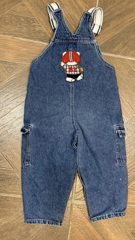 Vintage 90s Mini Wear Denim Romper Foot Ball Player 24 Months - Image 2 of 4