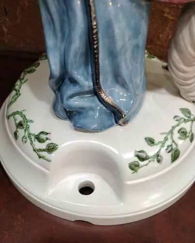 Figura de niño azul molde holandés vintage años 70 pintada a mano base de lámpara - Imagen 12 de 12
