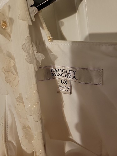 Badgley Mischka Girls Off White Formal Dress Gown - Picture 8 of 9
