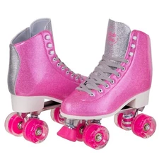 Cal 7 Sparkly Roller Skates for Indoor & Outdoor Skating Faux Leather Quad Skate