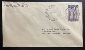 1944 Lunga British Solomon Island Cover To Guadalcanal Earle Lee Pointer