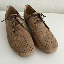 Hush Puppies Men's Oxford Shoes Beige Brogue Suede Leather Sz 9.5 M Made in USA