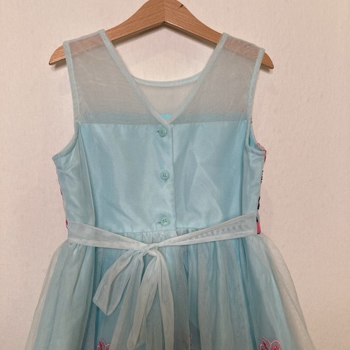 Jona Michelle Girls SZ 7 Teal Tulle Overlay Floral Dress Embroidery Pink Party - Picture 4 of 13