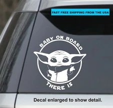 Baby Yoda Star Wars The Mandalorian baby on board White 6" vinyl sticker decal 