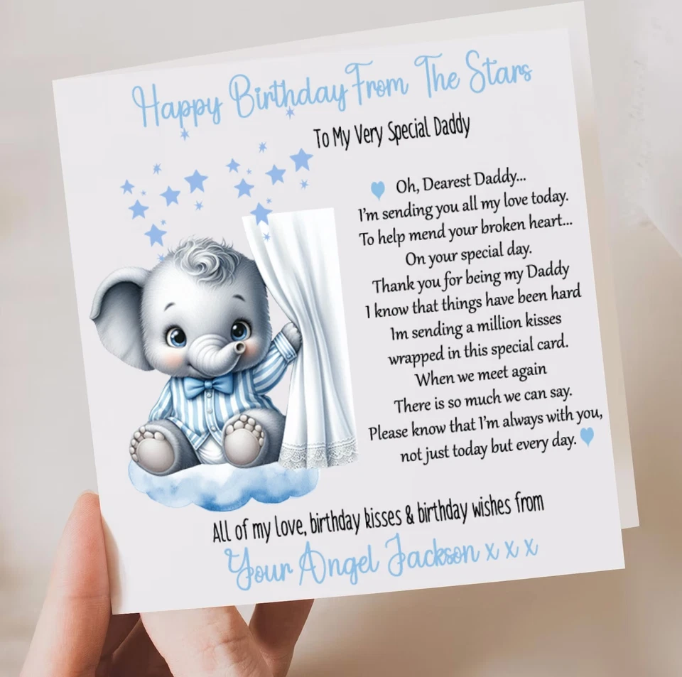 Feliz cumpleaños mamá, papá, abuelos cualquiera de Baby Child Angel in the stars Foto 2 de 4