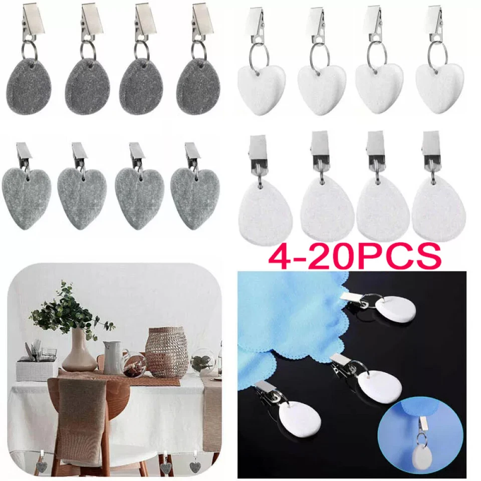 16PCS Tablecloth Weights Cover Metal Clip Pendant Stone Hanger Table Cloth Decor