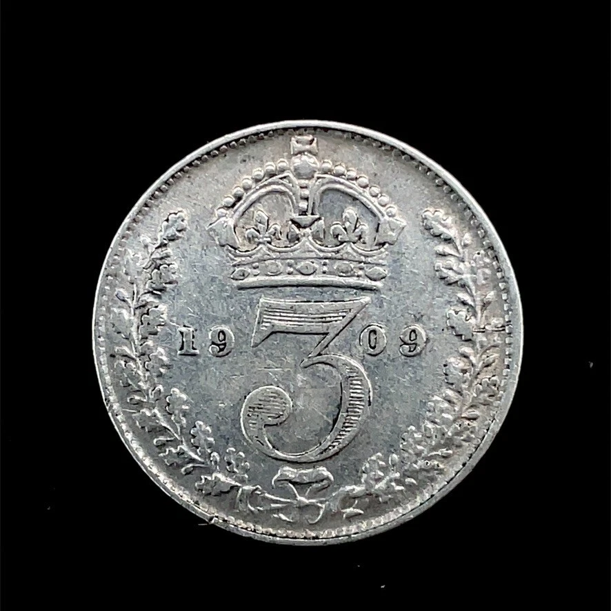 1909 GREAT BRITAIN 3 pence Edward VII  .925 Silver Coin  Km 797.2 - Image 2 of 4