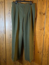 VTG Lauren Ralph Lauren 100 Lambswool Green Pleated Trousers Cuffed Size 12