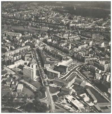 C7546/ Hamburg Eppendorf Winterhude Luftaufnahme 21 x 21 cm 1963