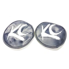 Vintage KC Hilites Round 6" Fog Light Covers Black With White Brushed KC - RARE
