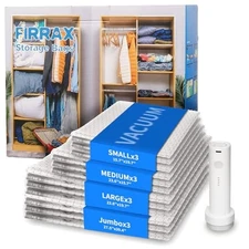 12 Pack Vacuum Storage Bags for Travel with 12 combo bags + Electric Pump