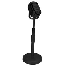 Vintage Microphone Prop Model with Adjustable Stand, Old Fashioned Desktop Mi...