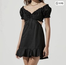 ASTR The Label Verana Dress Revolve Puff Sleeve Cutout Mini Dress Xs Milkmaid