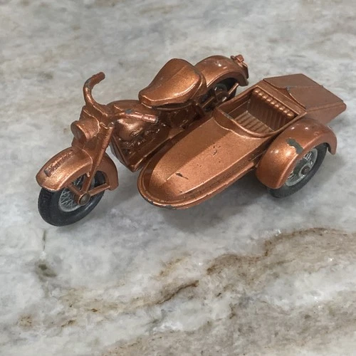 Vintage 1962 Matchbox No. 66 Harley Davidson With Side Car Copper Nice