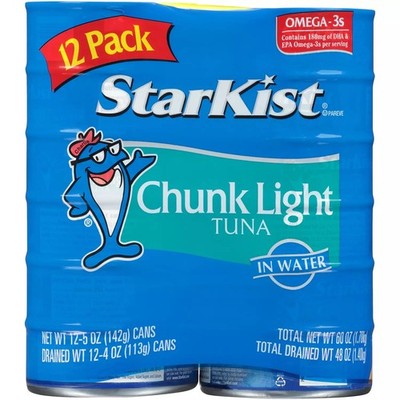 Starkist Chunk Light Tuna in Water, 5 Ounce Can (Pack of 12)