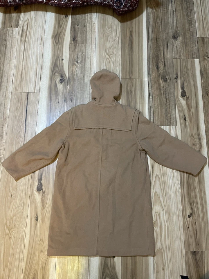 Vintage LL Bean Coat Womens 10 Wool Toggle Hooded Long Warm Plaid Lined - Image 3 of 4