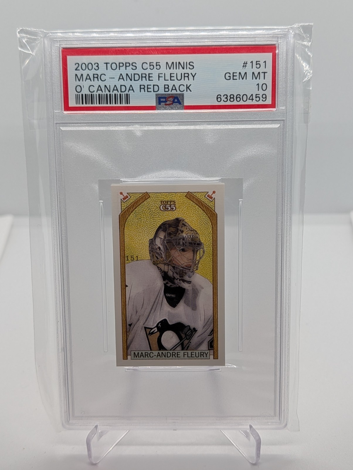 2003 TOPPS C55 MINIS #151 MARC-ANDRE FLEURY O' CANADA RED BACK RC PSA 10 POP 1