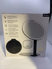 Glo Tech Foldable Travel LED Mirror Black Dimmable 10x Magnifying USED