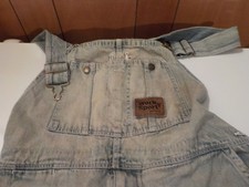 Vintage Distressed Denim Overalls Work n' Sport Patchwork Made in USA 44W x 30L
