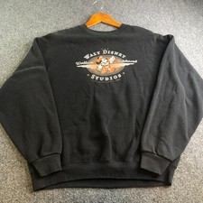 Vintage Walt Disney Studios Mickey Mouse Size Medium Black Sweatshirt USA Made