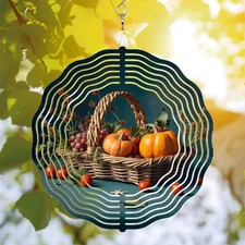 Metal Hanging Wind Spinners & Chimes -Artistic Circular Design with Wavy Borders