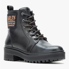 New Harley-Davidson Women's 120th Valene 5-Inch Black Motorcycle Boots, Sz 8