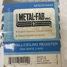 Metal-Fab Inc. Sidewall/ceiling Register, White 10X4”